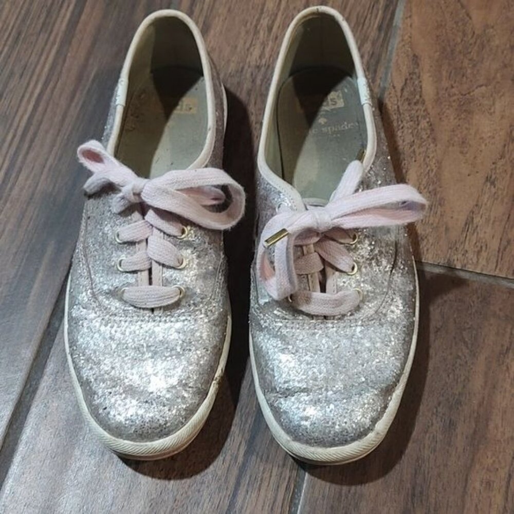 Kate Spade Keds 7 pink sparkle sneaker flats